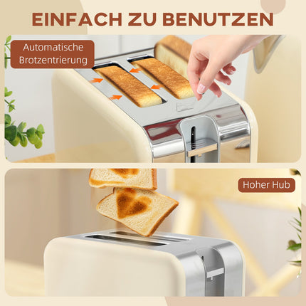 Set fierbător și prăjitor de pâine, 2200 W, 7 niveluri de rumenire, cremă