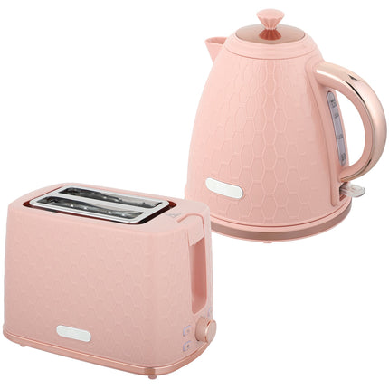 Set fierbător și prăjitor de pâine, 1,7 l, fierbere rapidă, 2 felii, roz