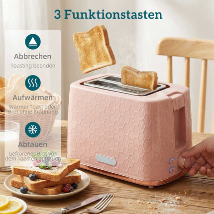 Set fierbător și prăjitor de pâine, 1,7 l, fierbere rapidă, 2 felii, roz