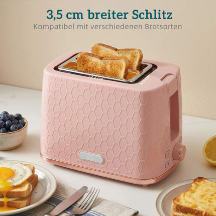 Set fierbător și prăjitor de pâine, 1,7 l, fierbere rapidă, 2 felii, roz