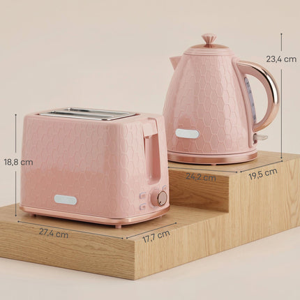 Set fierbător și prăjitor de pâine, 1,7 l, fierbere rapidă, 2 felii, roz