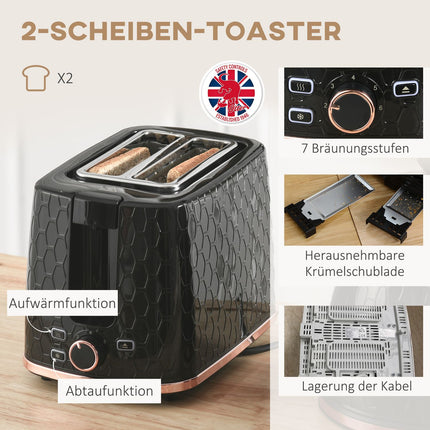 Set fierbător și prăjitor de pâine, 1,7 l, multimod, afișaj LED