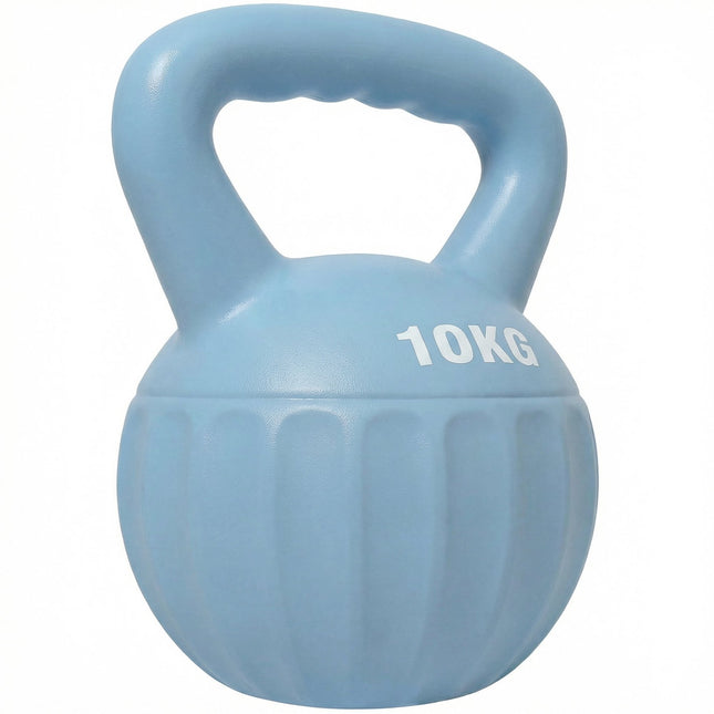 Kettlebell 10 kg, umplut cu nisip, mâner antiderapant, albastru