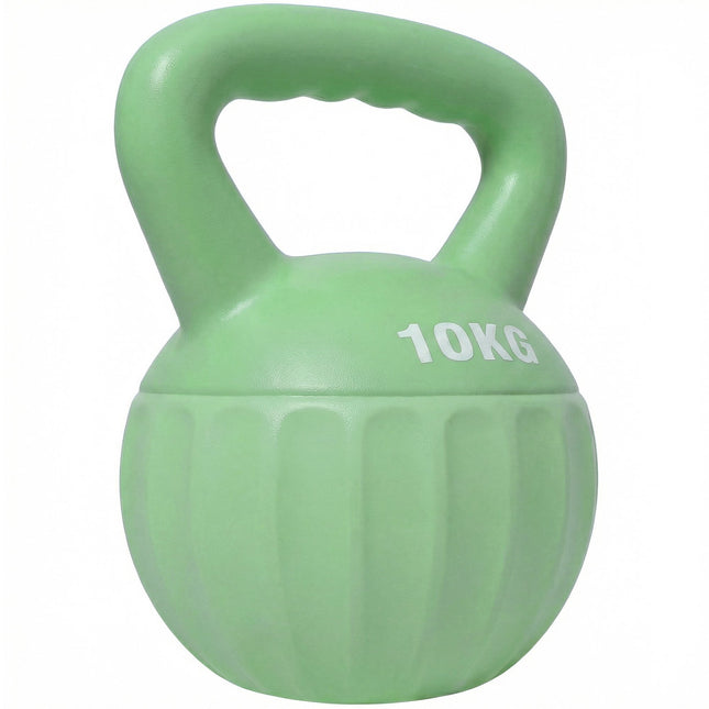 Kettlebell 10 kg umplut cu nisip, mâner antiderapant, verde