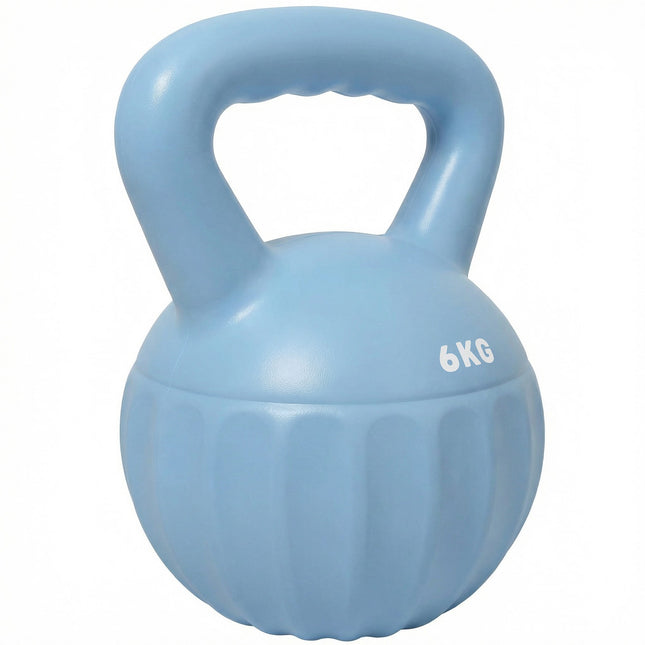 Kettlebell 6 kg umplut cu nisip, mâner antiderapant, albastru