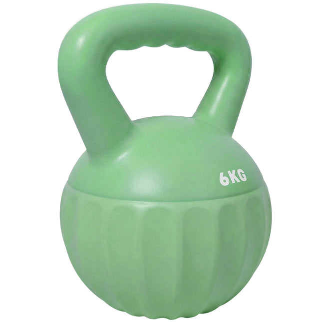 Kettlebell 6 kg umplut cu nisip, mâner antiderapant, verde