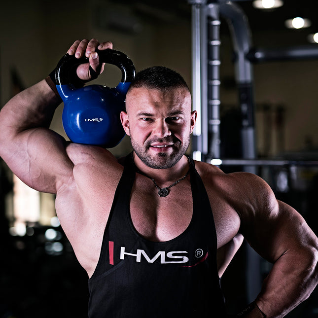 Kettlebell, Fontă, 4 kg, Albastru