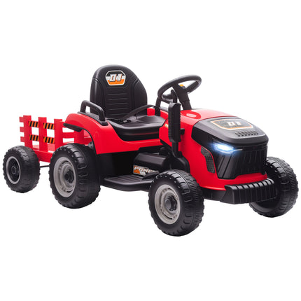 Tractor electric pentru copii, 12V, cu telecomandă, remorcă, roșu