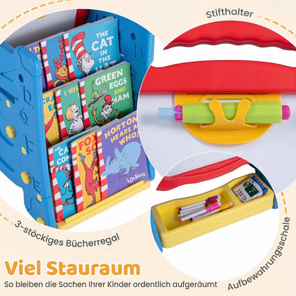 Șevalet de artă 3 în 1 pentru copii cu tablă magnetică, albastru