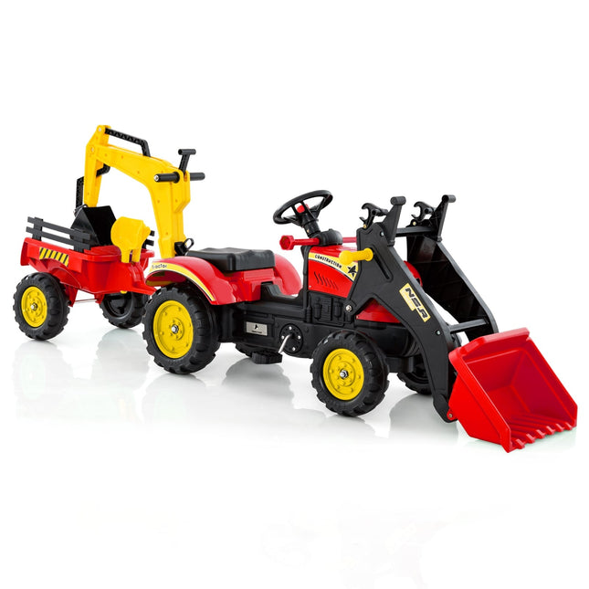 Buldozer 3 în 1 pentru copii cu remorcă și cupă