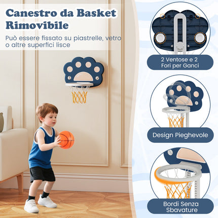 Centru sportiv 3 în 1 pentru copii, coș de baschet reglabil