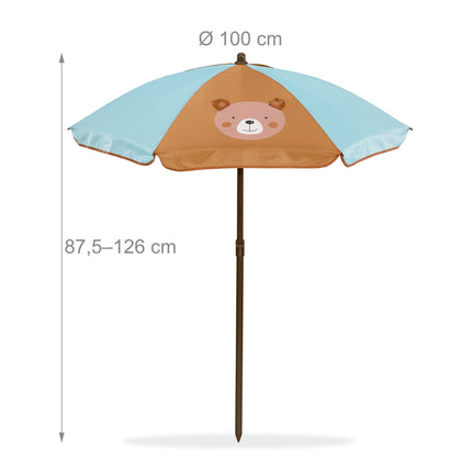 Set de mobilier de exterior din 4 piese pentru copii cu umbrelă de soare