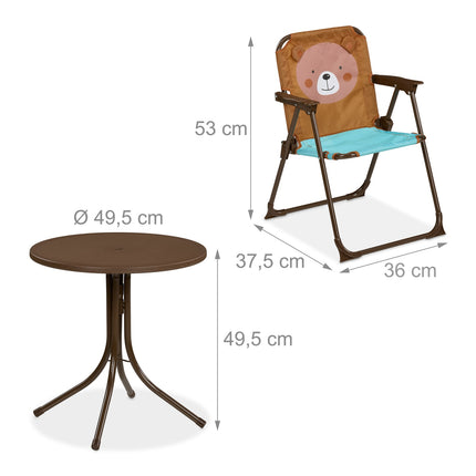 Set de mobilier de exterior din 4 piese pentru copii cu umbrelă de soare