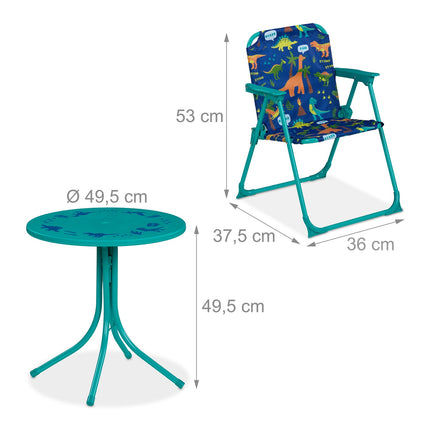 Set de mobilier de exterior din 4 piese pentru copii cu umbrelă de soare