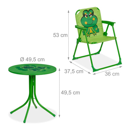 Set de mobilier de exterior din 4 piese pentru copii cu umbrelă de soare