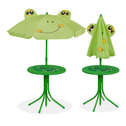 Set de mobilier de exterior din 4 piese pentru copii cu umbrelă de soare