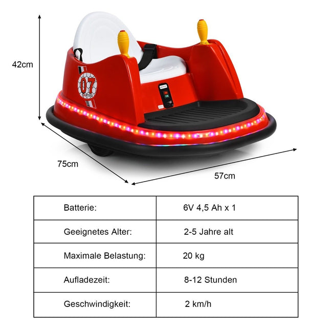 Mașină de protecție electrică pentru copii, 6V, cu lumini, roșu, 57x75x42 cm