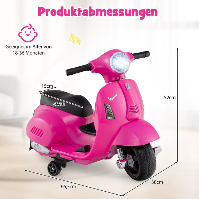 Motocicletă electrică pentru copii de 6V cu far LED, roz
