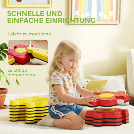 Set de bară de echilibru pentru copii, personalizabil, plastic, galben/roșu