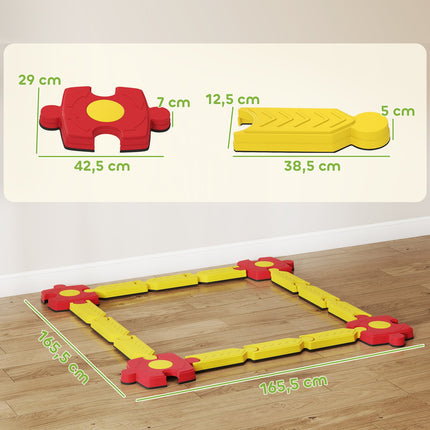 Set de bară de echilibru pentru copii, personalizabil, plastic, galben/roșu