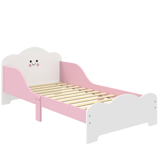 Cadru de pat pentru copii 140x70 cm, balustrade joase pentru podea, roz
