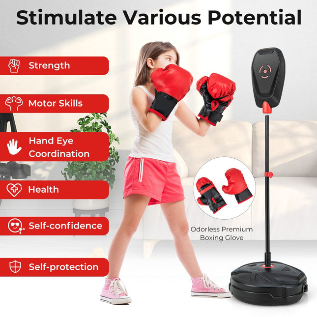 Set de box pentru copii – Sac de box reglabil cu mănuși