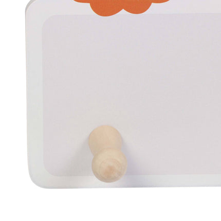 Cuier pentru haine pentru copii cu 4 cârlige, 15 x 38 cm, MDF și pin