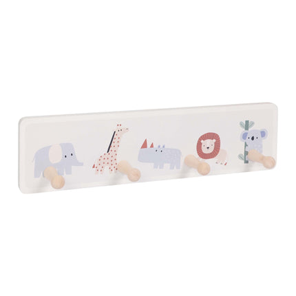 Cuier pentru haine pentru copii cu 4 cârlige, MDF și pin, 10x38 cm