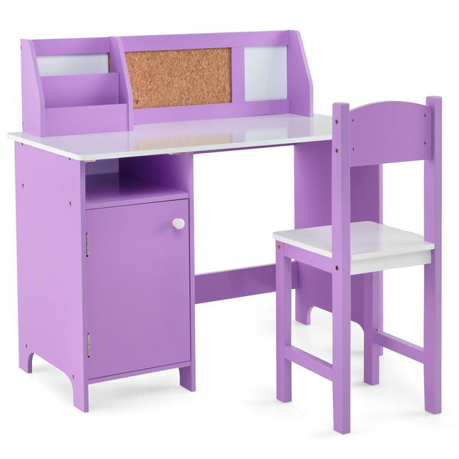 Set birou și scaun pentru copii cu spațiu de depozitare, lemn violet