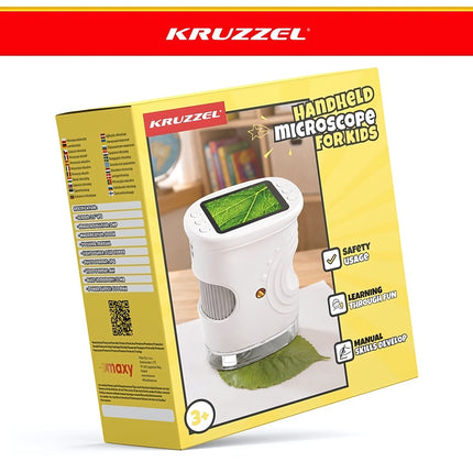 Kids' Digital Pocket Microscope 1000x with 2 Inch IPS Screen, 2 MP, White