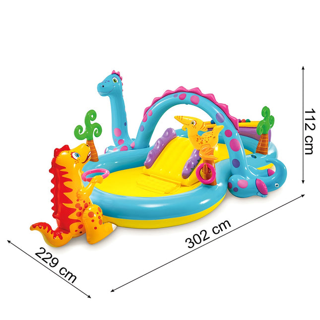 Loc de joacă acvatic Dinoland pentru copii cu tobogan și fântână