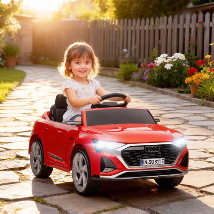 Mașină electrică pentru copii, Audi Q8 de 12V, telecomandă, lumini, muzică, roșie