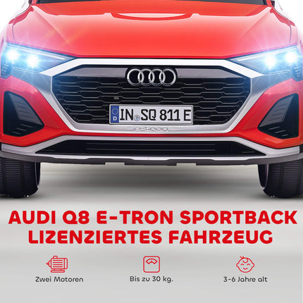 Mașină electrică pentru copii, Audi Q8 de 12V, telecomandă, lumini, muzică, roșie