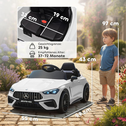 Mașinuță electrică pentru copii, Mercedes Design, 12V, Telecomandă, LED, Alb