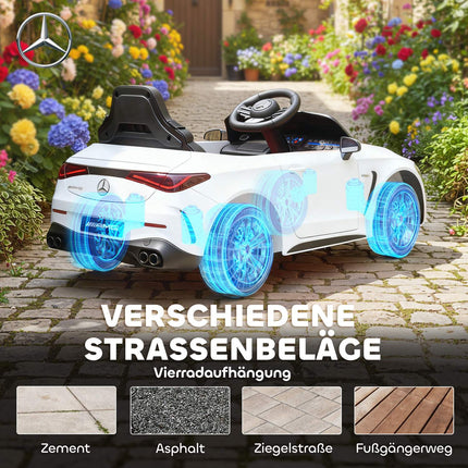Mașinuță electrică pentru copii, Mercedes Design, 12V, Telecomandă, LED, Alb
