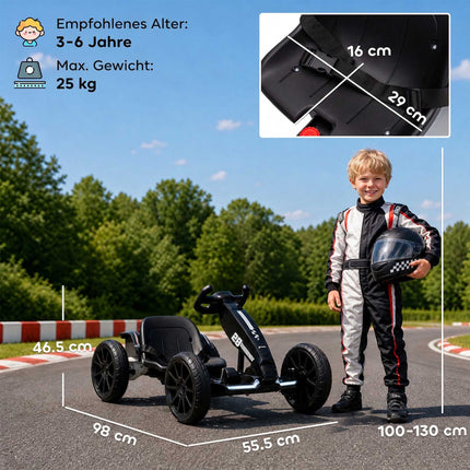 Kids Electric Go-Kart 12V with 2 Motors and Soft Start, Black, LED Headlights