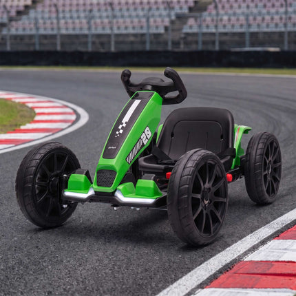 Kids Electric Go-Kart 12V with 2 Motors and Soft Start, Green, LED Headlights