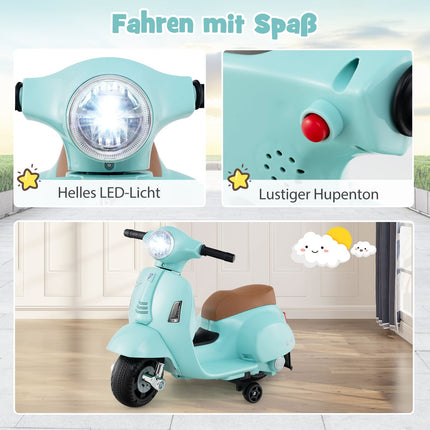 Motocicletă electrică pentru copii, 6V, cu far LED, albastră