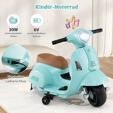 Motocicletă electrică pentru copii, 6V, cu far LED, albastră