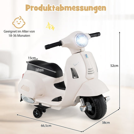 Motocicletă electrică pentru copii 6V cu far LED, albă