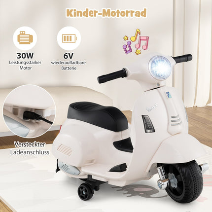 Motocicletă electrică pentru copii 6V cu far LED, albă
