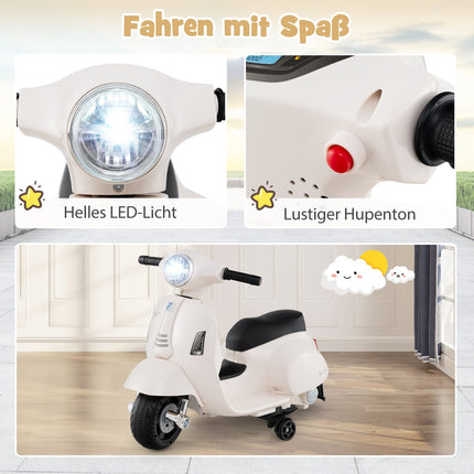 Motocicletă electrică pentru copii 6V cu far LED, albă
