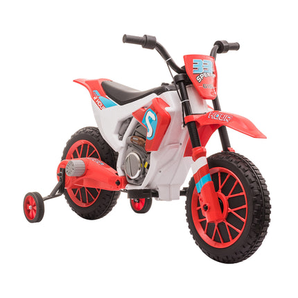 Motocicletă electrică pentru copii, roșie/albă, timp de mers de 45 de minute