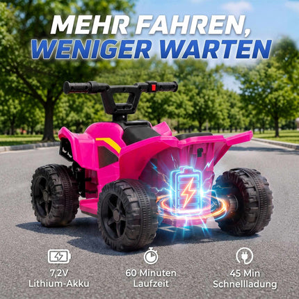 Kids Electric Quad 6V with Lithium Battery, Button Control, Pink, 18-48 Months