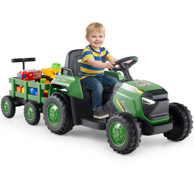 Tractor electric pentru copii cu remorcă detașabilă, telecomandă