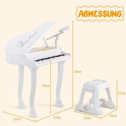 Tastatură electronică pentru copii cu 37 de taste și scaun, albă