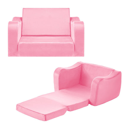 Kids Fold-Out Sofa, 2-in-1 Toddler Lounger, Pink