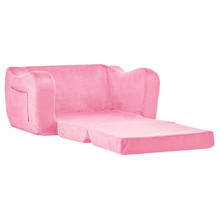 Kids Fold-Out Sofa, 2-in-1 Toddler Lounger, Pink