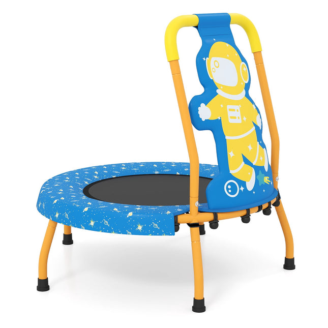 Trambulina de interior pentru copii cu mâner, 71 cm, temă astronauți