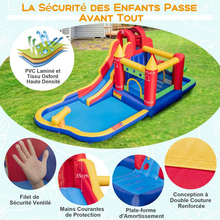 Parc acvatic gonflabil pentru copii, piscină cu tobogan, suflantă